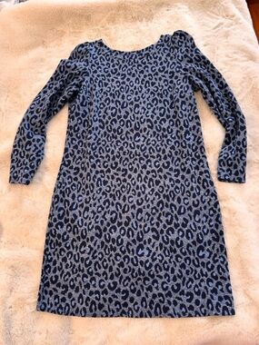 Talbots Blue Leopard Print Beautiful Midi Dress for Casual Wear or Evening